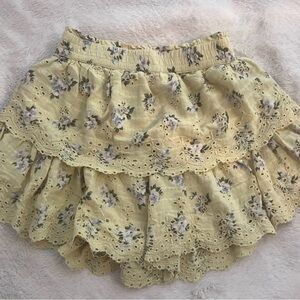 American Eagle Outfitters Floral Skirt in Soft Yellow